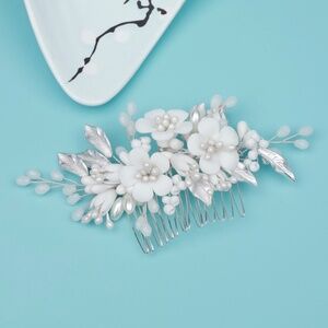 Flower Headpiece Pearl Wedding Hair Piece Bridal Headband Floral Hair Piece Gift